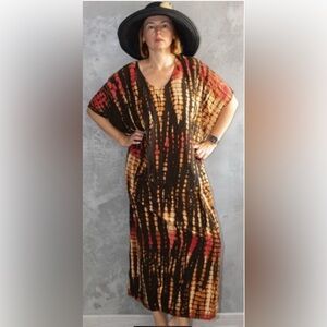 MaLa Handworks Tribal print Kaftan Boho Dress Summer Beach Cover Up -OSFM